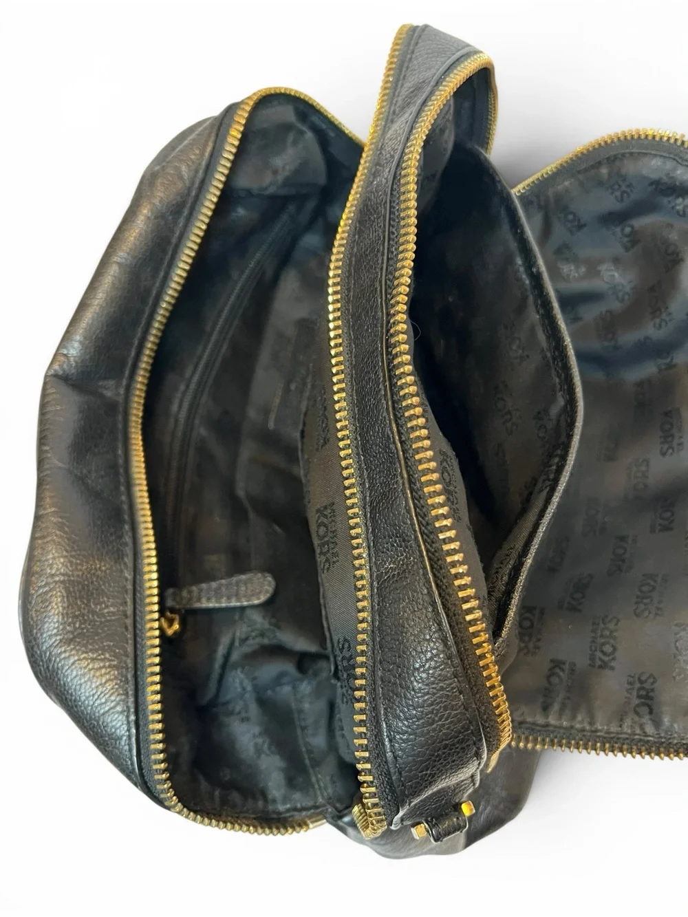 Michael Kors Black Pebbled Leather Dome Satchel Gold Hardware